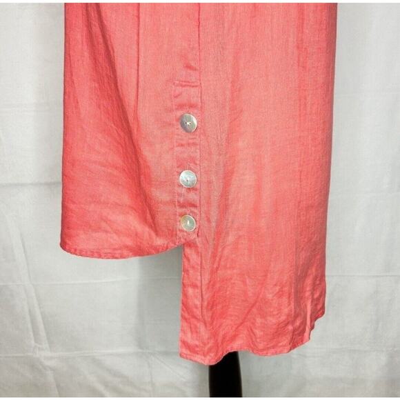 J. Jill Coral Linen Sleeveless Button Down Hi Lo Top S EUC - Picture 5 of 10
